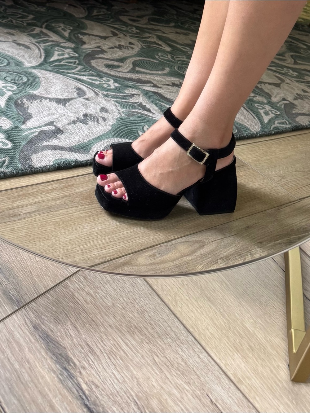 Nodaleto Black Velvet Platform Sandals Made in Italy  EU 40 | New Without Box